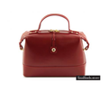 Lederen dames handtas - Duffel - rood TL141190RD