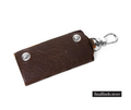 Leren sleutelhanger Toscanella fold-up klip haak - donker bruin CCOD534VAdb